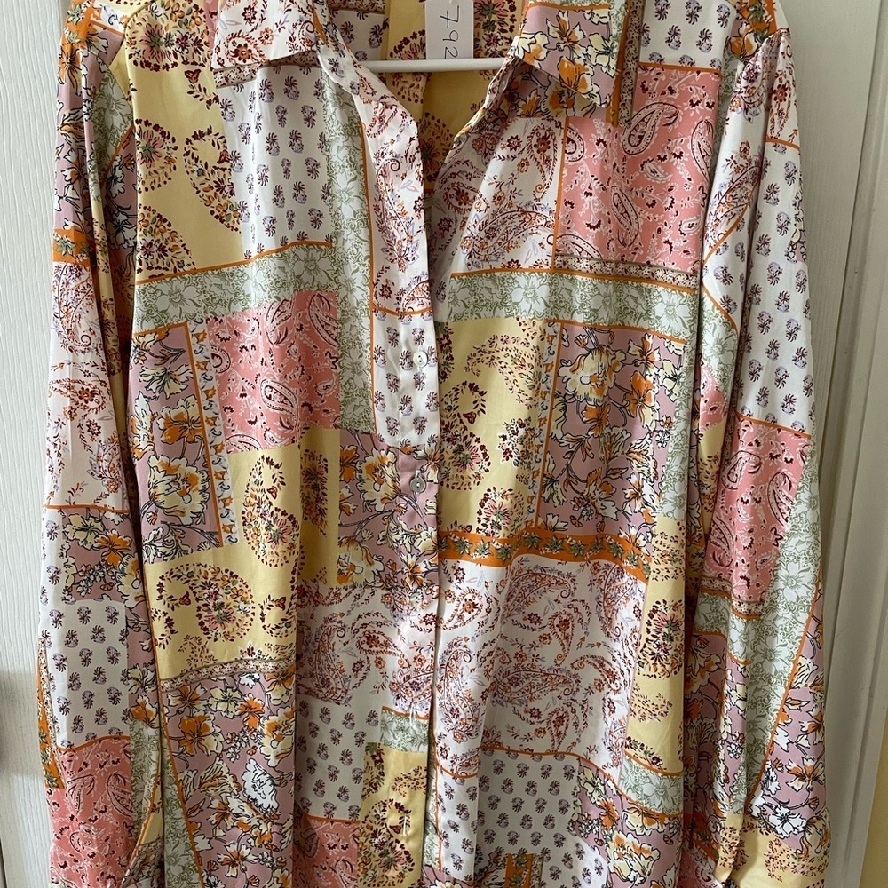 🌸 Haver + Blair London Patchwork Floral Button-Down Shirt | Size L 🌸